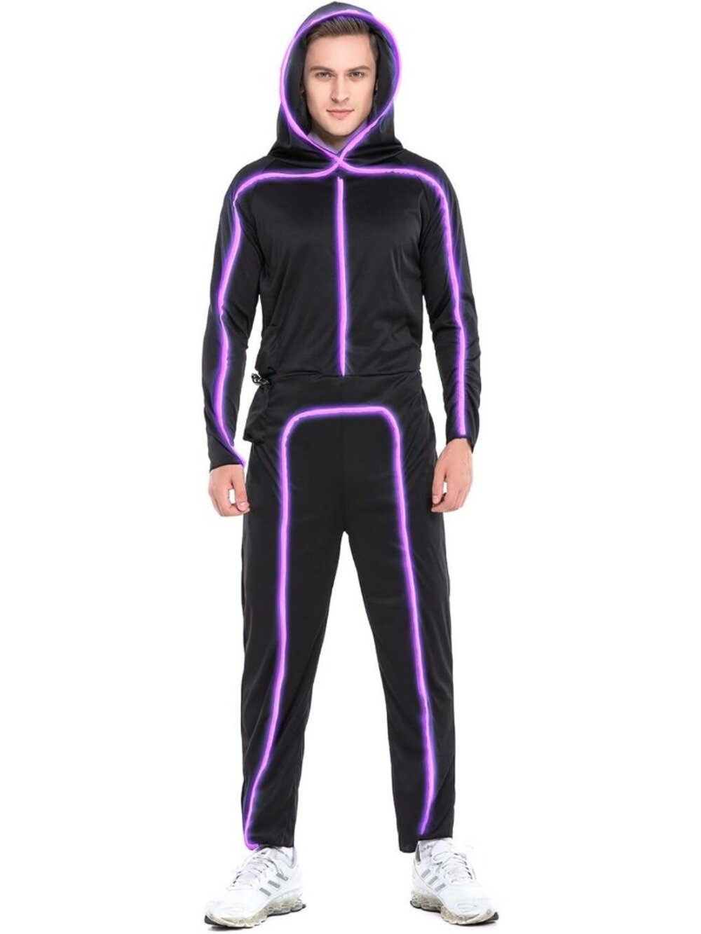 Light Up Stick Figure Costume for Adults - LED Halloween Cosplay Outfit